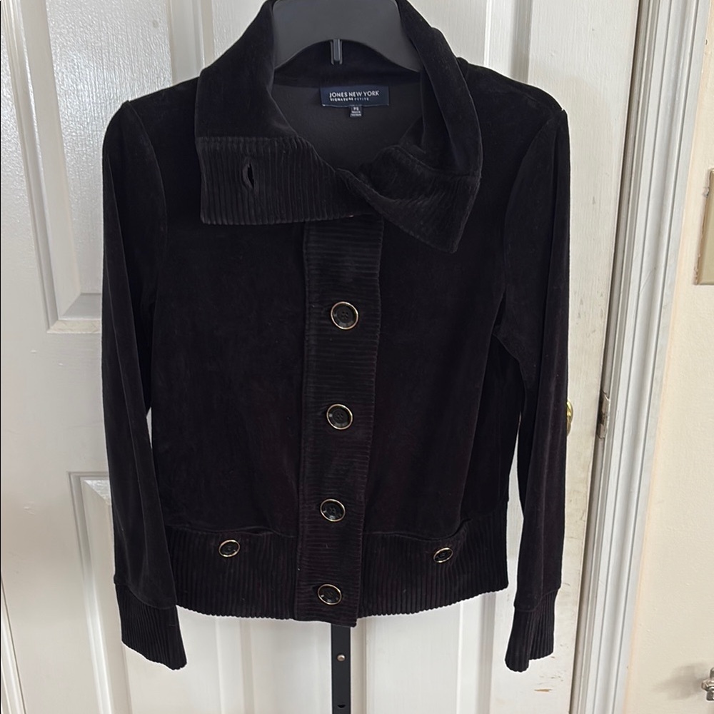 Jones New York Black Button Up Sweater